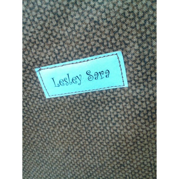 Lesley Sara Custom Made Cotton & Leather Tote Large Carry All Burgundy & Brown - Picture 6 of 8